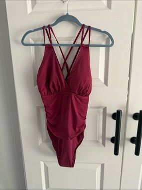 Mulberry Crisscross Strappy One-Piece Swimsuit size 14